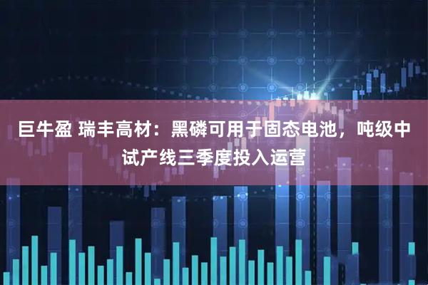 巨牛盈 瑞丰高材：黑磷可用于固态电池，吨级中试产线三季度投入运营